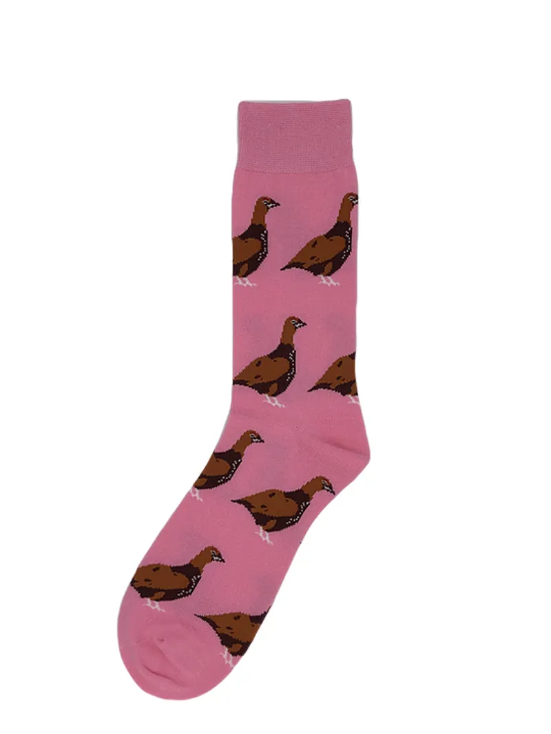 ShuttleSocks Adult Standing Grouse Socks- Pink - Size 3-7